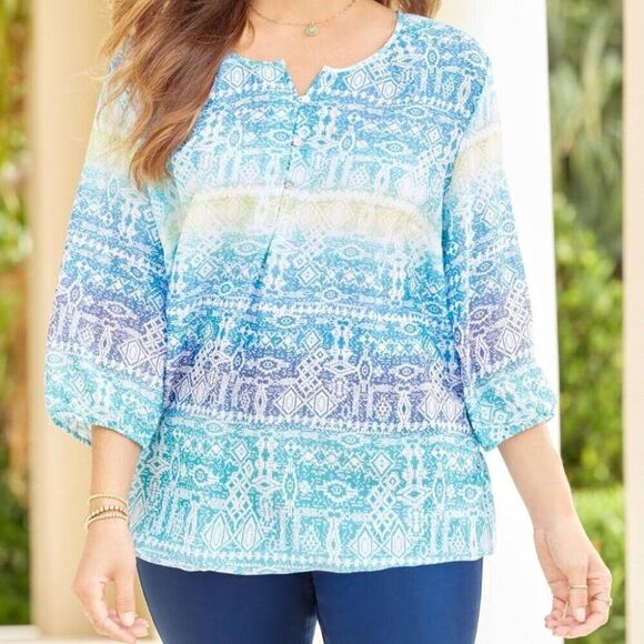 Catherines Women's Plus Size Santa Fe Peasant Top Size 2X - Picture 1 of 5